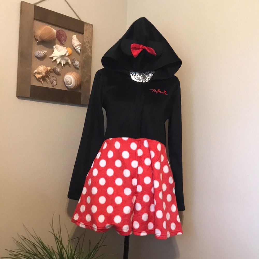 Minne Mouse Soft Fleece Pajama Romper Hoodie!